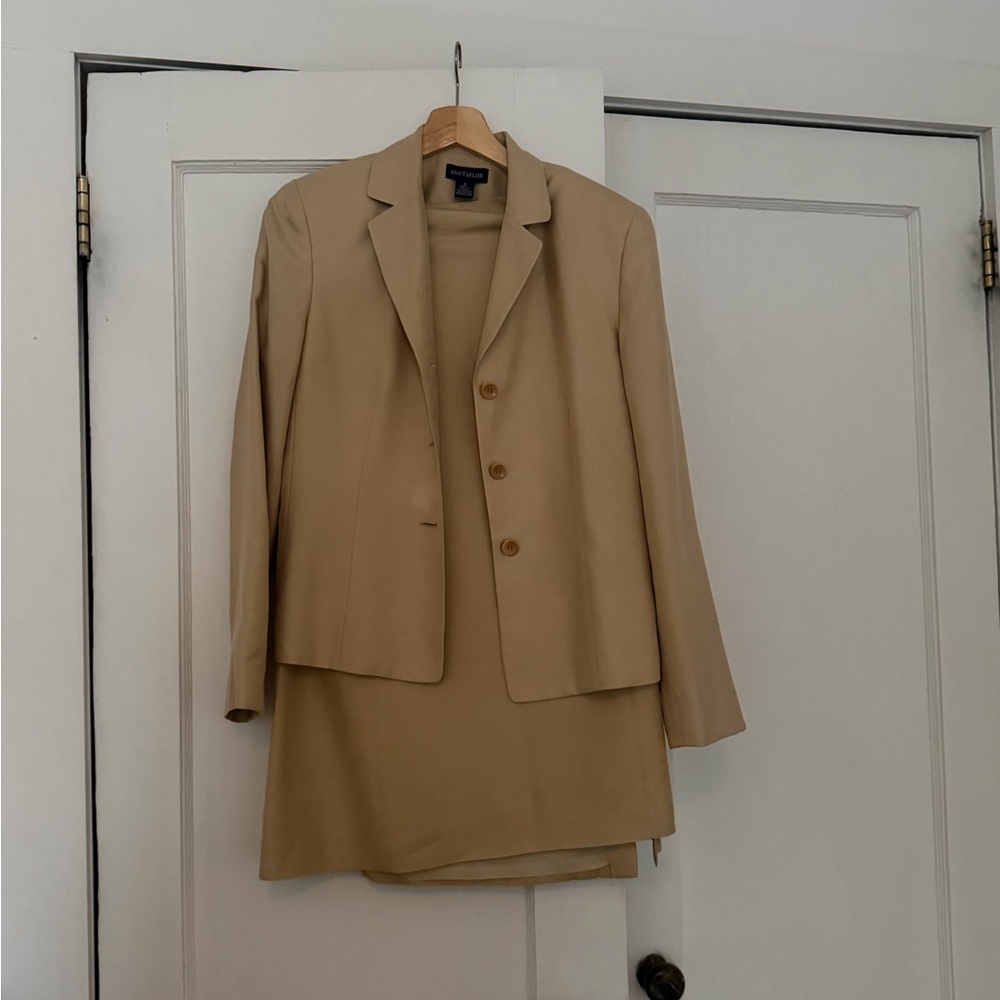Ann Taylor Beige Blazer and Dress Ensemble